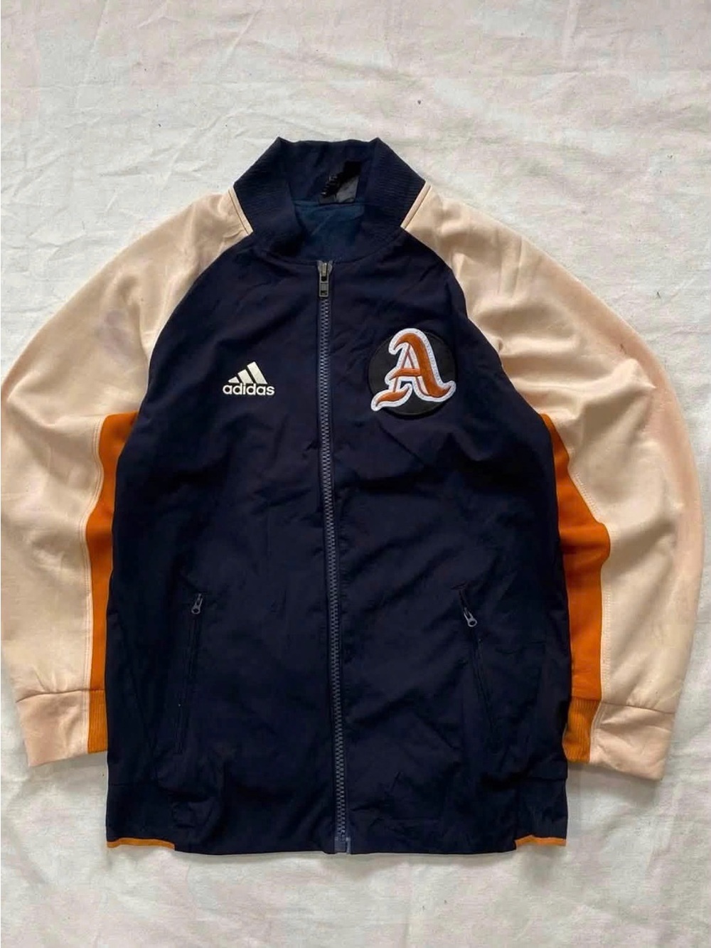 adidas Navy, Cream & Orange Varsity-Style Men’s Track Jacket